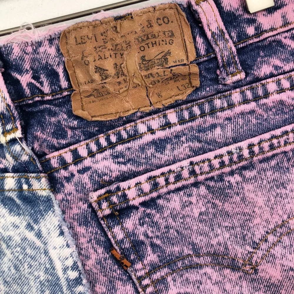 Levi's 550 Vintage Two-tone Tie-dye Denim Jean Skirt - Picture 3 of 8
